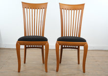 Load image into Gallery viewer, A. Sibau Italian Slat Back Dining Chairs Set of 4 Wood Frame Upholstered Seat
