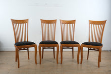 Load image into Gallery viewer, A. Sibau Italian Slat Back Dining Chairs Set of 4 Wood Frame Upholstered Seat
