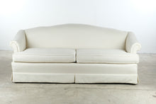 Load image into Gallery viewer, Traditional Curved Back Ivory Upholstered Sofa with Skirted Base
