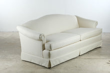 Load image into Gallery viewer, Traditional Curved Back Ivory Upholstered Sofa with Skirted Base
