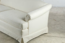 Load image into Gallery viewer, Traditional Curved Back Ivory Upholstered Sofa with Skirted Base
