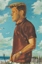 Load image into Gallery viewer, Original Oil Painting JFK Style Coastal Portrait Man Beach Scene Signed Topman 16x20

