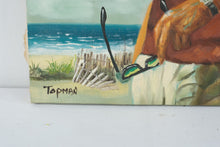 Load image into Gallery viewer, Original Oil Painting JFK Style Coastal Portrait Man Beach Scene Signed Topman 16x20

