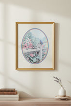 Load image into Gallery viewer, J Mizell Bluebird Garden Floral Print Framed Oval Matted Wall Art 21x26
