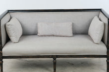 Load image into Gallery viewer, Neoclassical Style Upholstered Settee with Ebonized Carved Wood Frame
