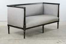 Load image into Gallery viewer, Neoclassical Style Upholstered Settee with Ebonized Carved Wood Frame
