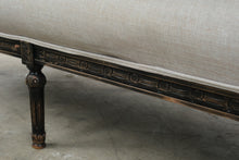 Load image into Gallery viewer, Neoclassical Style Upholstered Settee with Ebonized Carved Wood Frame
