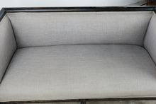 Load image into Gallery viewer, Neoclassical Style Upholstered Settee with Ebonized Carved Wood Frame
