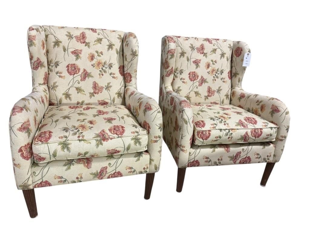 Pair of Joe Ruggiero Collection Wingback Chairs