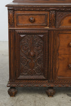 Load image into Gallery viewer, Antique 1920s Jacobean Revival Carved Wood Buffet Sideboard – 62 Inches
