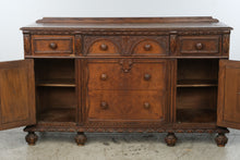 Load image into Gallery viewer, Antique 1920s Jacobean Revival Carved Wood Buffet Sideboard – 62 Inches
