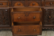 Load image into Gallery viewer, Antique 1920s Jacobean Revival Carved Wood Buffet Sideboard – 62 Inches

