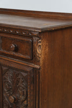 Load image into Gallery viewer, Antique 1920s Jacobean Revival Carved Wood Buffet Sideboard – 62 Inches
