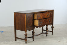 Load image into Gallery viewer, Vintage Jacobean Style Walnut Buffet Sideboard Server Cabinet - Online Only

