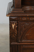 Load image into Gallery viewer, Antique 1920s Jacobean Revival Carved Wood Cabinet with Turned Columns
