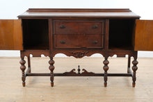 Load image into Gallery viewer, Jacobean Style Carved Wood Buffet Server Cabinet with Drawers and Side Storage
