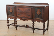 Load image into Gallery viewer, Jacobean Style Carved Wood Buffet Server Cabinet with Drawers and Side Storage
