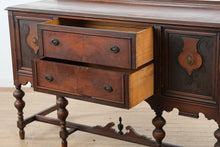 Load image into Gallery viewer, Jacobean Style Carved Wood Buffet Server Cabinet with Drawers and Side Storage
