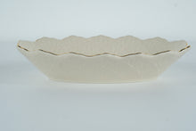 Load image into Gallery viewer, Lenox Jacquard Ivory Oval Serving / Trinket Dish – 9.75" – Embossed Shell Pattern &amp; 24K Gold Trim – USA
