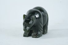 Load image into Gallery viewer, Carved Green Stone Bear Figurine Inuit Style Animal Sculpture
