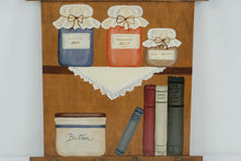 Load image into Gallery viewer, Hand Painted Wood Kitchen Wall Plaque Jam Jelly Cookbooks Folk Art
