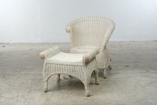 Load image into Gallery viewer, Pier 1 Jamaica Collection White Wicker Armchair and Ottoman Set

