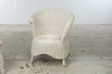 Load image into Gallery viewer, Pier 1 Jamaica Collection White Wicker Armchair and Ottoman Set
