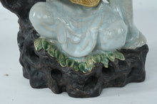 Load image into Gallery viewer, Chinese Mudman Style Scholar Figurine Celadon Crackle Glaze Seated Sage Statue
