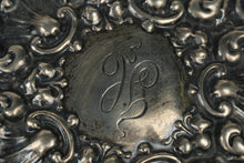 Load image into Gallery viewer, Antique Sterling Silver 925 Ornate Repousse Lid Cut Glass Vanity Jar Monogrammed
