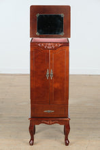 Load image into Gallery viewer, Traditional Cherry Jewelry Armoire – Mirrored Lid, Multiple Drawers &amp; Necklace Doors
