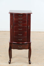 Load image into Gallery viewer, Cherry Jewelry Armoire with Mirror and Side Necklace Storage Cabinet
