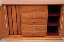 Load image into Gallery viewer, Wood Jewelry Armoire Chest Tabletop Organizer with Drawers and Necklace Doors
