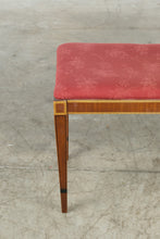 Load image into Gallery viewer, John Widdicomb Neoclassical Inlaid Wood Upholstered Vanity Bench
