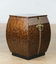Load image into Gallery viewer, John Widdicomb Burled Wood Nightstand with Brass Hardware
