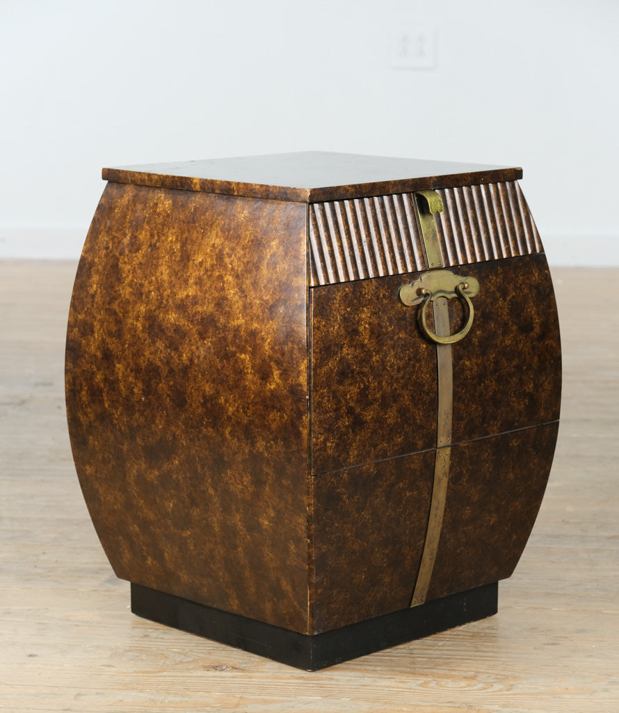 John Widdicomb Burled Wood Nightstand with Brass Hardware