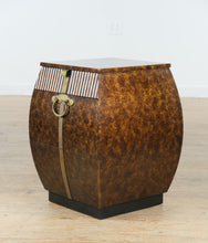 Load image into Gallery viewer, John Widdicomb Burled Wood Nightstand with Brass Hardware

