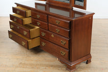 Load image into Gallery viewer, Jordan Cherry Chippendale Dresser with Folding Mirror – by American Drew
