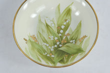 Load image into Gallery viewer, Hand-Painted Limoges Porcelain Bowl – “Lily of the Valley” by Joures, France – Gold Rim
