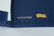 Load image into Gallery viewer, Judith Leiber Blue Leather Compact Wallet Jeweled Cabochon Made in Spain
