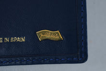 Load image into Gallery viewer, Judith Leiber Blue Leather Compact Wallet Jeweled Cabochon Made in Spain
