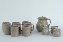 Load image into Gallery viewer, Jugtown Pottery Stoneware Pitcher and Mug Set with Cobalt Floral Motif
