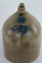 Load image into Gallery viewer, Antique Stoneware Jug Cobalt Blue Floral Decor 12 Inch Round 16 Inch Tall
