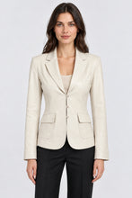Load image into Gallery viewer, June Cream Leather Blazer Jacket Silk Lined Size Medium
