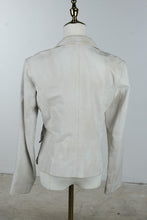 Load image into Gallery viewer, June Cream Leather Blazer Jacket Silk Lined Size Medium
