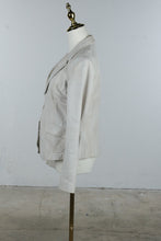 Load image into Gallery viewer, June Cream Leather Blazer Jacket Silk Lined Size Medium
