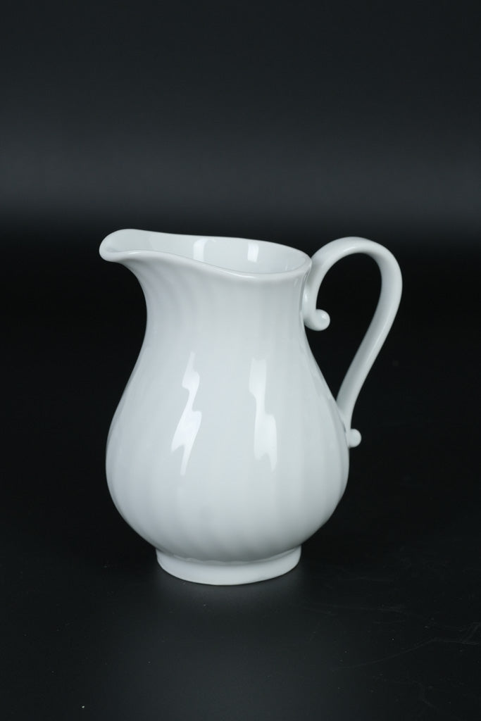 Kaiser W Germany White Porcelain Creamer – Ribbed Body with Scroll Handle