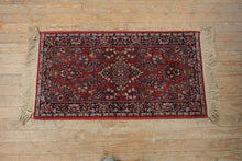 Load image into Gallery viewer, Karastan Red Sarouk Rug 2x4 Wool Oriental USA Floral Fringe
