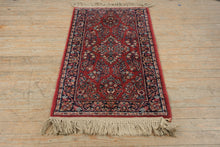 Load image into Gallery viewer, Karastan Red Sarouk Rug 2x4 Wool Oriental USA Floral Fringe
