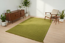 Load image into Gallery viewer, Retro Karastan Green Area Rug 6x9 Floral Pattern Fringe Wool Mid Century
