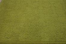 Load image into Gallery viewer, Retro Karastan Green Area Rug 6x9 Floral Pattern Fringe Wool Mid Century
